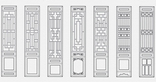 北塔常用中式仿古花窗图案隔断设计图